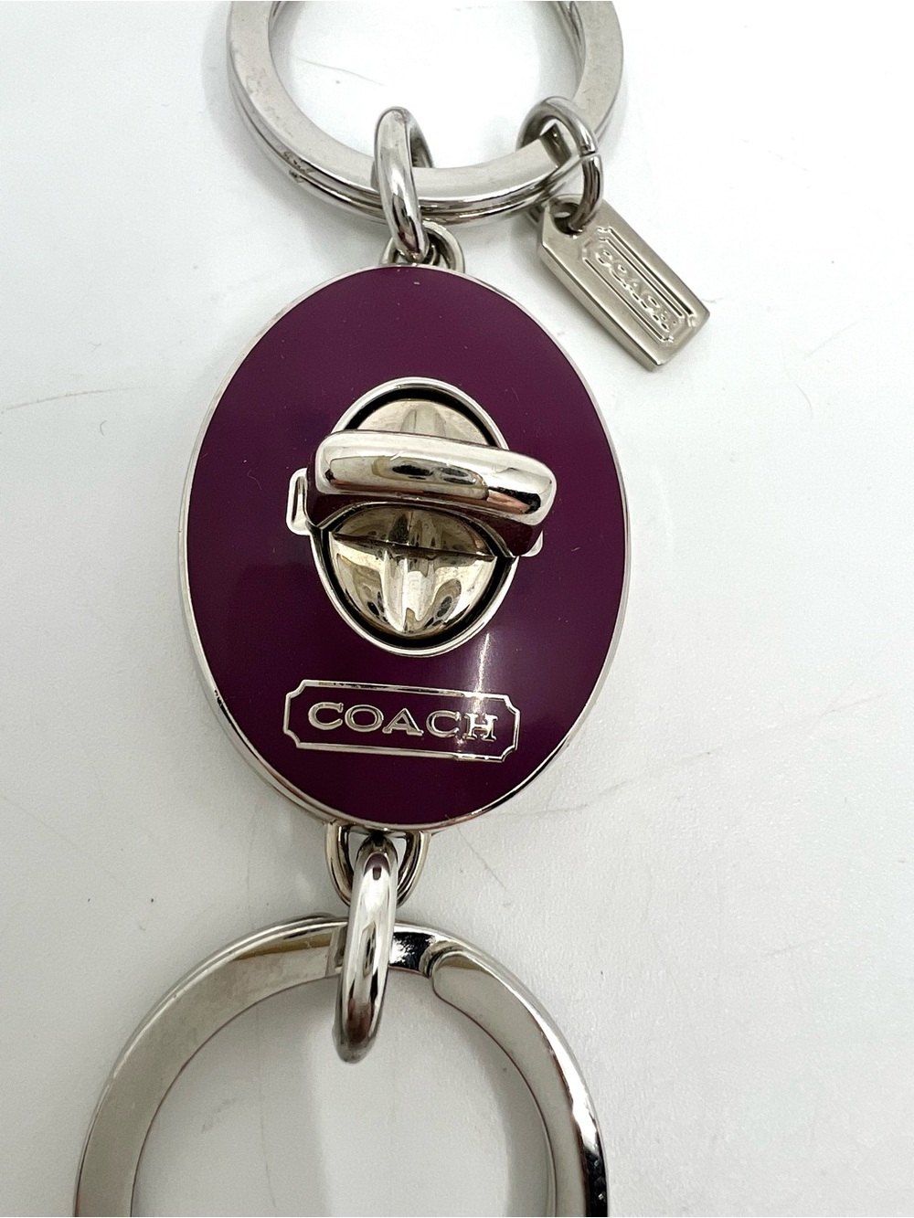 Coach Y2K Oval Purple Turnlock fob double valet keychain bag charm - like New - Picture 4 of 14